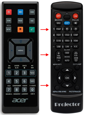 Replacement remote control for Acer E-26141