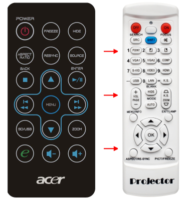 Erstatnings-fjernbetjening til  Acer IR28012AC1