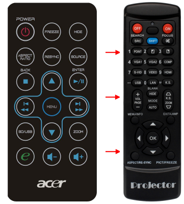 Replacement remote control for Acer K11