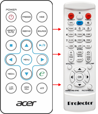 Replacement remote for Acer K130 K132 K137