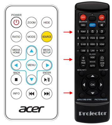 Erstatnings-fjernbetjening til  Acer MC.JGN11.001