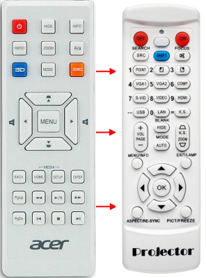 Replacement remote control for Acer L320