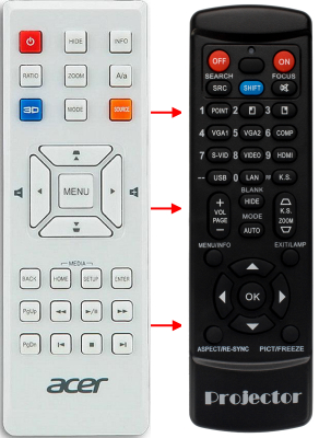 Replacement remote control for Acer K335