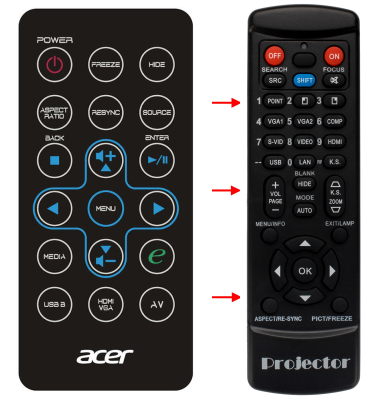 Erstatnings-fjernbetjening til  Acer IR28012AC4