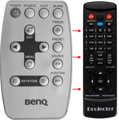 Replacement remote control for BenQ PB6100