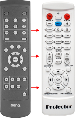 Replacement remote control for BenQ HT480B