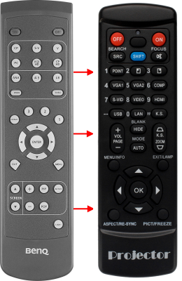 Replacement remote control for BenQ PE7800