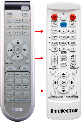 Replacement remote control for BenQ TSFP-IR01