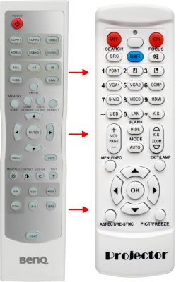 Replacement remote control for BenQ W500