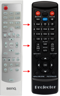 Replacement remote for BenQ W500 HT480W W9000 W100 W10000