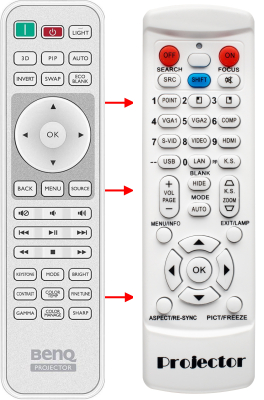Replacement remote control for BenQ HT1075