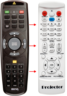 Replacement remote control for BenQ MP750ST