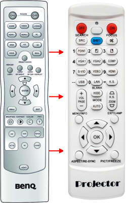 Replacement remote control for BenQ W6500