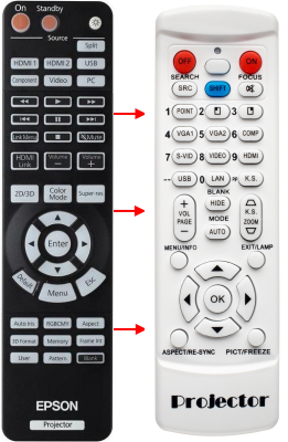Replacement remote for Epson Home Cinema 4000, Home Cinema 4010
