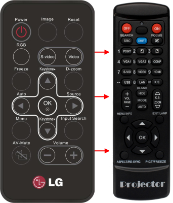 Replacement remote control for LG BS275