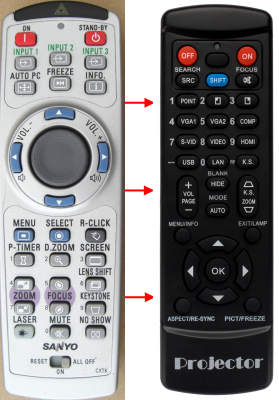 Replacement remote control for Eiki CXWC