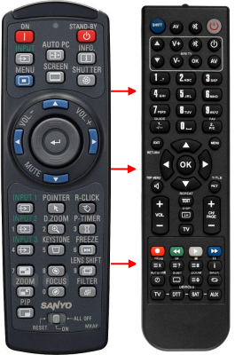 Replacement remote for Sanyo PLCXM100L, PLCXM150L, CXZH, PLCXM100