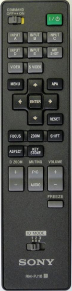 Replacement remote control for Sony VPL-FWZ65
