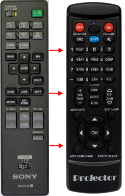 Controlo remoto de substituição para Sony VPL-EW7