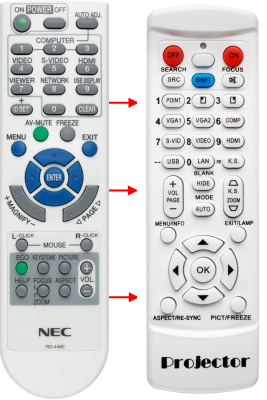 Télécommande de remplacement pour Nec VE281X VE281 NP-M300W M353WS M403H