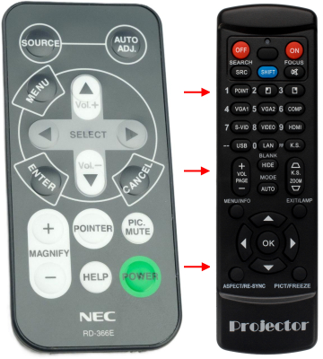Replacement remote control for Nec L102WG