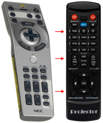 Replacement remote control for Nec MT860
