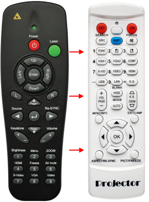 Replacement remote control for Optoma EX536L