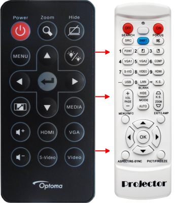 Replacement remote control for Optoma ML1000CA