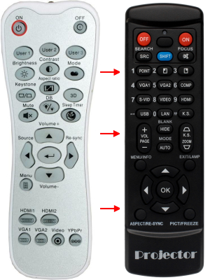 Replacement remote control for Optoma EP500