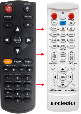 Replacement remote control for Optoma DX339