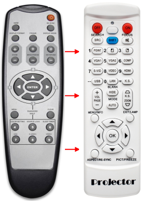 Replacement remote control for Optoma EP709