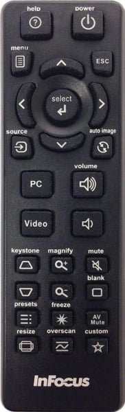 Replacement remote for Infocus IN1124 IN1126 IN3138HD IN8606HD