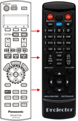 Replacement remote for Panasonic PT-AX100U PT-AE300U PT-AE200U