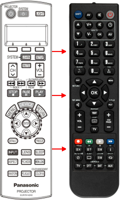 Replacement remote for Panasonic EUR7914Z60, PTAE2000U
