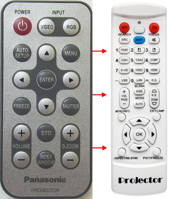 Replacement remote for Panasonic PT-LB50U