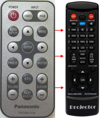 Replacement remote for Panasonic PT-VZ575N PT-VW535N PT-LB60NTU