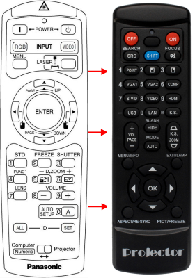 Replacement remote for Panasonic PT-D3500U PT-D3500 PT-D3500E PT-D5500EL