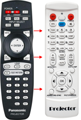 Replacement remote for Panasonic PT-D5000E PT-D6000U PT-DX610U PT-DW730UL