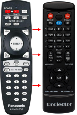 Replacement remote for Panasonic PT-D5700E PT-DW740K N2QAYB000784