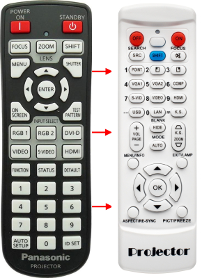 Replacement remote for Panasonic PT-D5700U PT-D4000U
