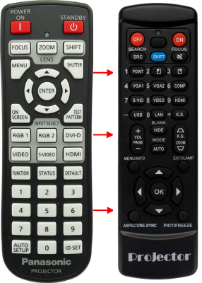 Replacement remote for Panasonic PT-D5700UL PT-DW5100U