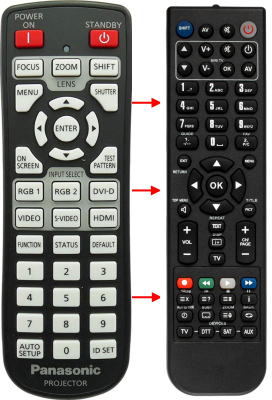 Replacement remote for Panasonic N2QAYB000164, PTDZ6700U, N2QAYB000371