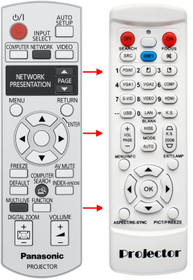 Replacement remote for Panasonic PT-F300E FW100NTE FW100NTEA F300NT F300EA