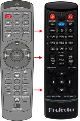 Replacement remote for Hitachi CP-X1230 CP-A220N CP-A300NJ