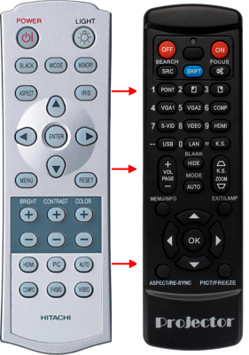 Replacement remote for Hitachi PJ-TX100 PJ-TX200