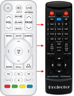 Replacement remote for LG PH550G PW1500G