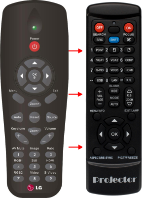 Replacement remote control for LG BX286-HD