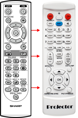 Replacement remote control for Sharp DT-100