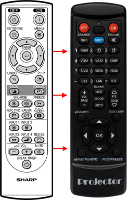 Replacement remote for Sharp XR-10X-L PG-LX3000 Vision XV-Z3000