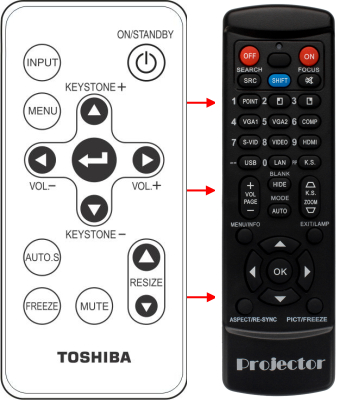 Ersättande fjärrkontroll för Toshiba TLP-670 TLP-670U TLP-671U TLP-671 TLP-680